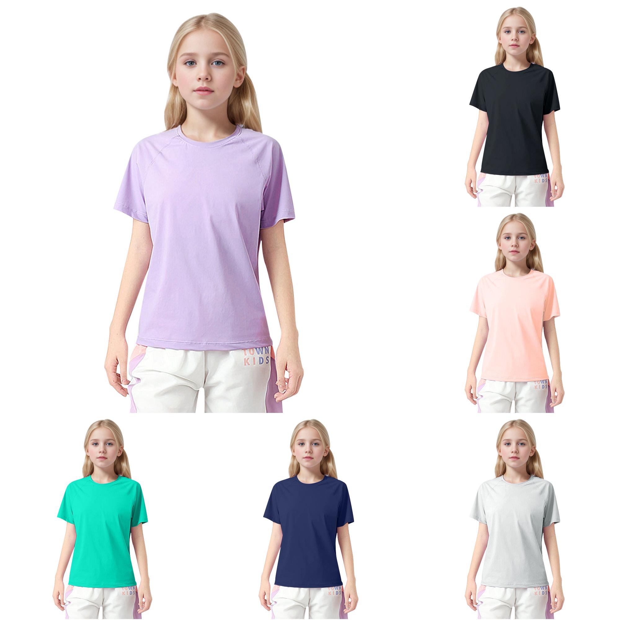Zhanqunnn Kids T Shirts Basic Athletic Running Active Tees Boys Girls Summer, Size 10-11 Years