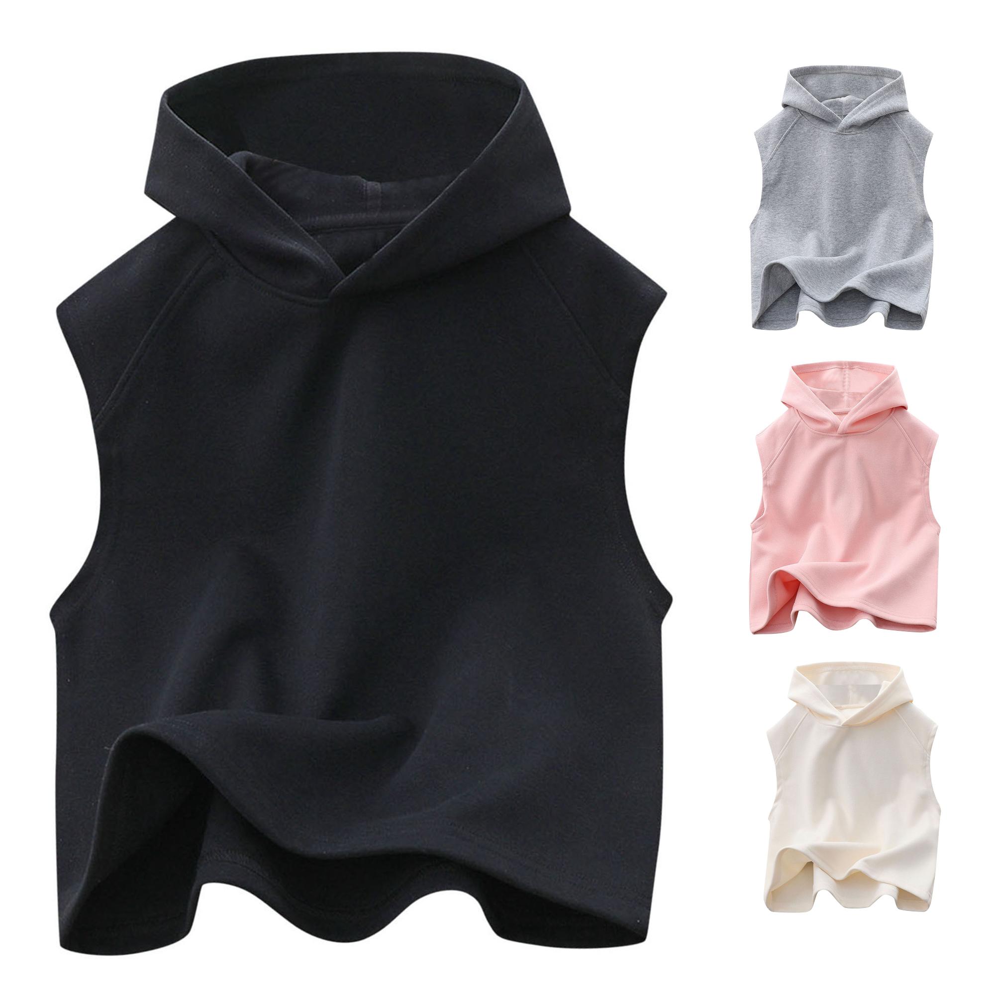 Zhanqunnn Kids Tank Tops Undershirts Hoodie Sleeveless Summer Tee Boys Girls, Size 5-6 Years