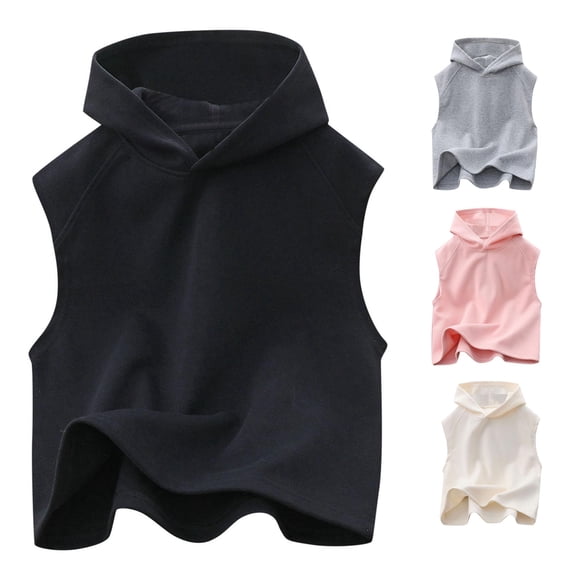 Zhanqunnn Kids Tank Tops Undershirts Hoodie Sleeveless Summer Tee Boys Girls, Size 7-8 Years
