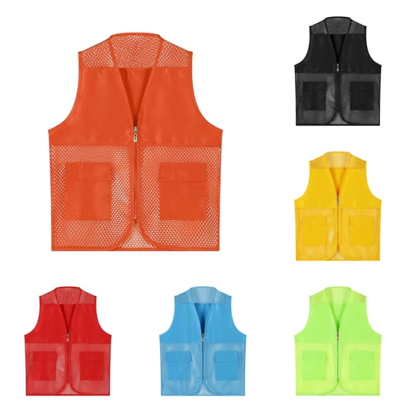 Zhanqunnn Kids Unisex Mesh Breathable Fishing Vest Pockets Photography Travel Hiking, Size 10-12 Years