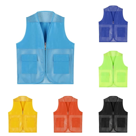Zhanqunnn Kids Unisex Mesh Breathable Fishing Vest Pockets Photography Travel Hiking, Size 8-9 Years