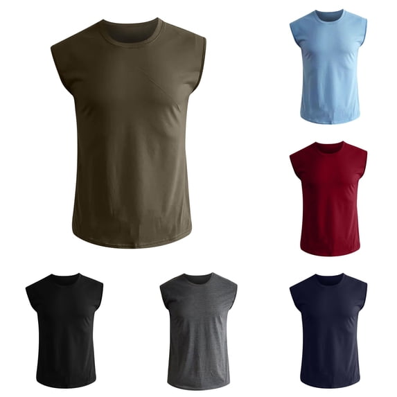 Zhanqunnn Men'S Breathable Sleeveless T Shirt Tops Slim Fashion Summer Round Neck Short Sleeve Short Sleeve T Shirt Pack Shirts for Men, Size M