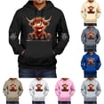 thumbnail image 1 of Zhanqunnn Men's Autumn And Winter Hoodie With Floral Cattle Print Hooded Sweatshirt Shoulder Down Long Sleeved Sweatshirt Top Men Hoodies Pullover, Size XXL, 1 of 4