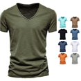 thumbnail image 1 of Zhanqunnn Men's Casual V Neck T Shirts Loose Fit Comfortable Stretchy Pure Color Summer Tee for Daily Wear Tops Heavy T Shirts Workout T Shirts for Men Mens T Shirts Pack, Size XL, 1 of 6