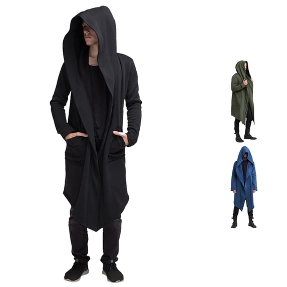 Zhanqunnn Men's Jacket Dark Style Long Cardigan Cloak Coat Hooded Sweater Wearable Blanket Hoodie