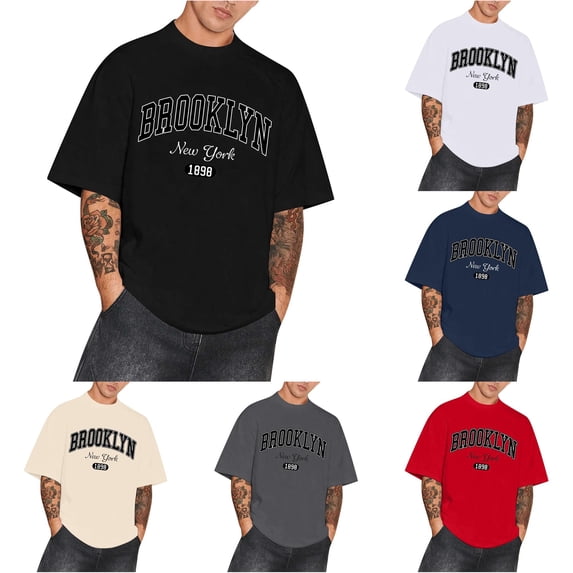 Zhanqunnn Men's Summer Large T Shirt Top Loose T Shirt Men's Casual Fashion Boys Basic T Shirt Street Wear Pack of Men Shirts Tee Shirts for Men Extra Large Men, Size XXL