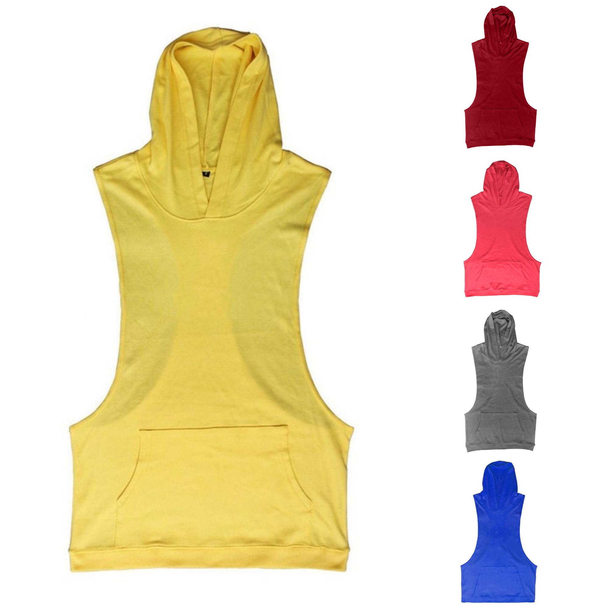 Zhanqunnn Men's Summer Lightweight Sleeveless Fitness Hoodie with Hood Athletic Gym Tank Top Large Tall T Shirts Mens Large Shirt, Size XXL