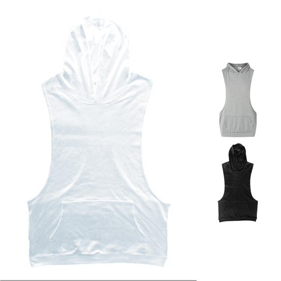 Zhanqunnn Men's Summer Lightweight Sleeveless Fitness Hoodie with Hood Athletic Gym Tank Top Mens Crop Top Workout Tops for Men with Sayings, Size M