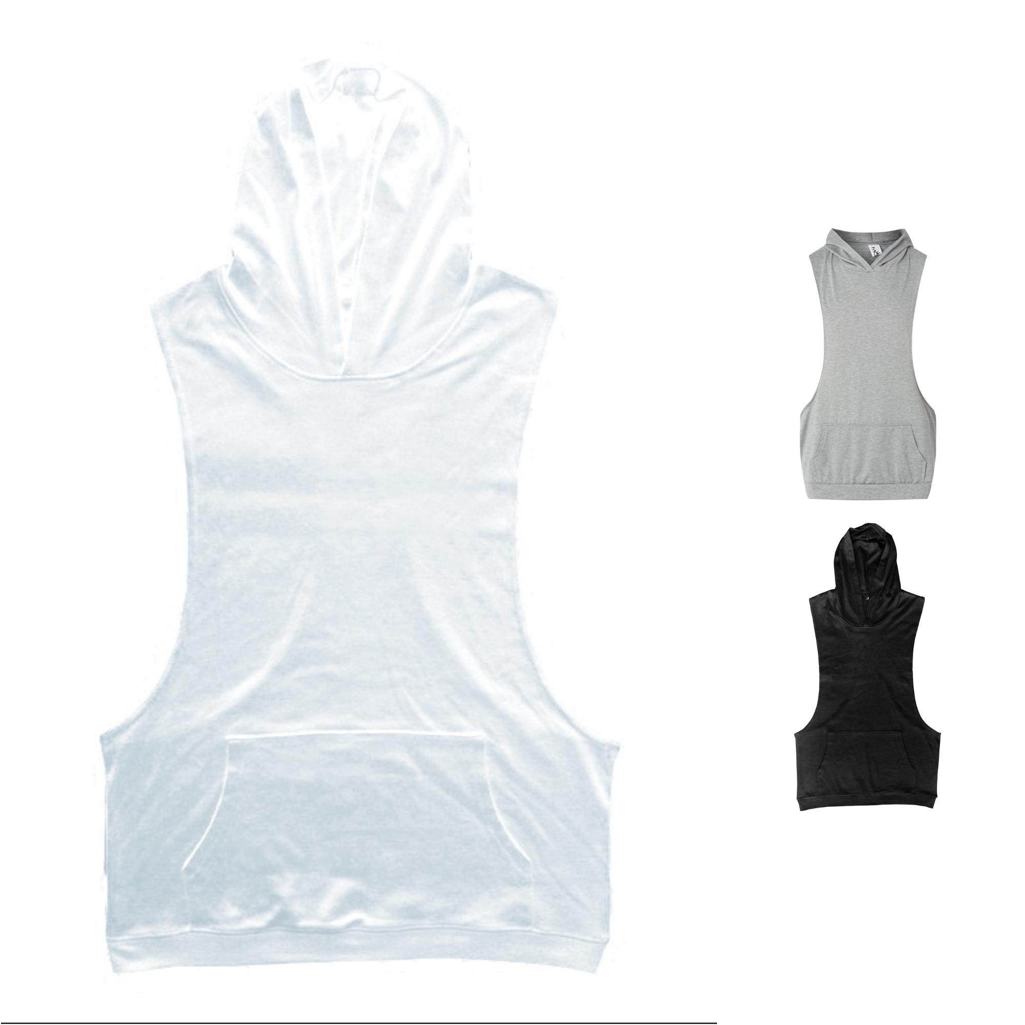 Zhanqunnn Men's Summer Lightweight Sleeveless Fitness Hoodie with Hood Athletic Gym Tank Top Mens Crop Top Workout Tops for Men with Sayings, Size M