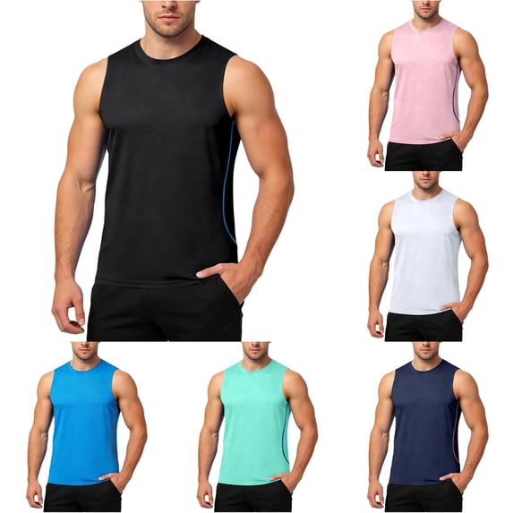 Zhanqunnn Mens Lightweight Sleeveless Performance Tee for Breathable Summer Training Tank Top for Running Workouts and Gym Fitness Mens Tops Loose Fit Mens Big and Tall T Shirts, Size M