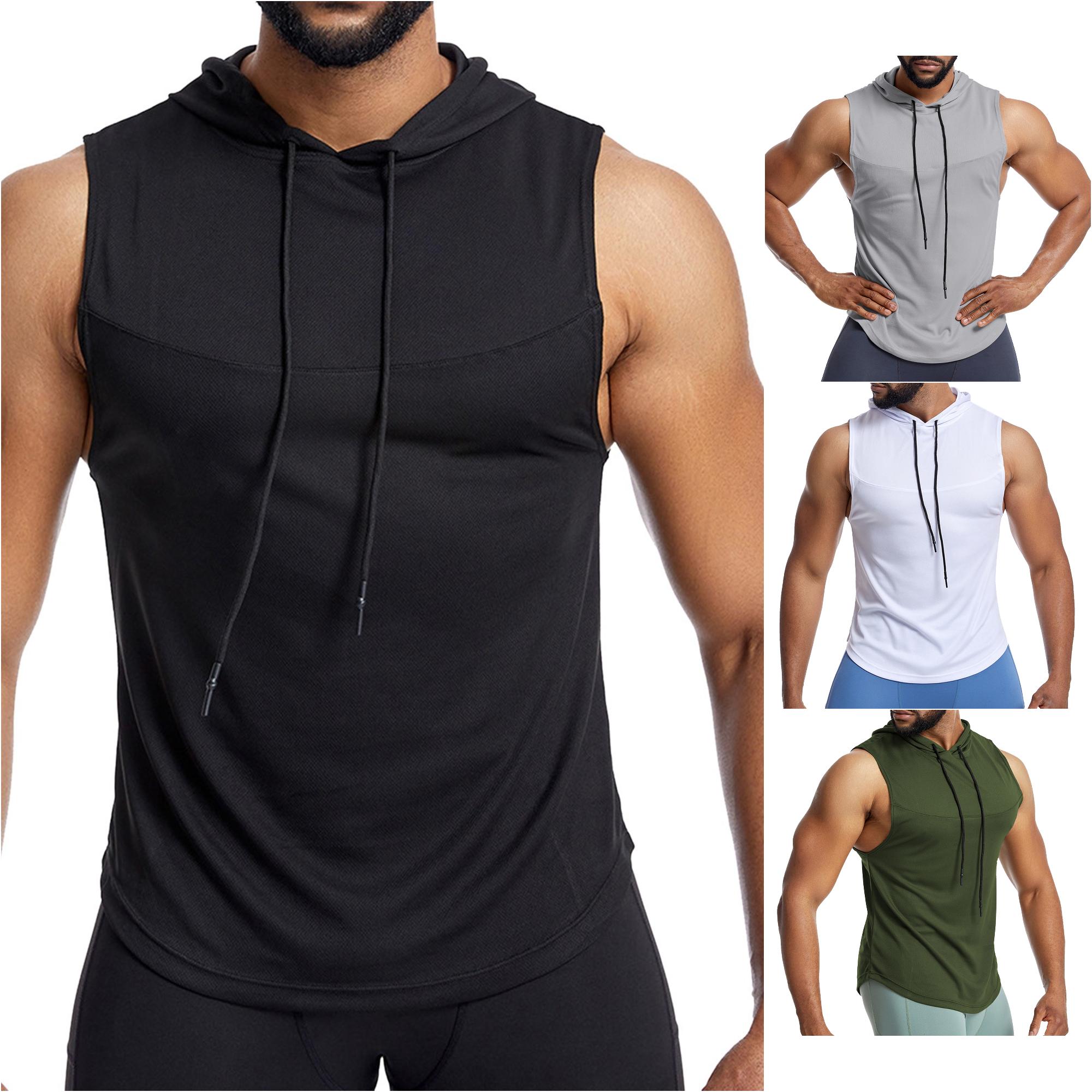 Zhanqunnn Mens Sports Vest Men's Mesh Breathable Fitness Vest Sweaty Running Hooded Basketball Vest Mens Compression T Shirt T Shirt for Man, Size XL