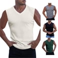 thumbnail image 1 of Zhanqunnn Mens Summer Knitted Ribbed Fitness Slim Fitted Long T Shirts Sleeveless Vest Tee Tops Long Sleeves All Mens, Size XXXL, 1 of 8