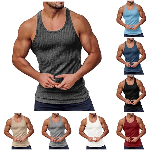 Zhanqunnn Mens Summer Knitted Vertical Fitness Sports Fitness Vest I Vest T Shirts Men Set Thick Long Sleeve T Shirt Men, Size XXL