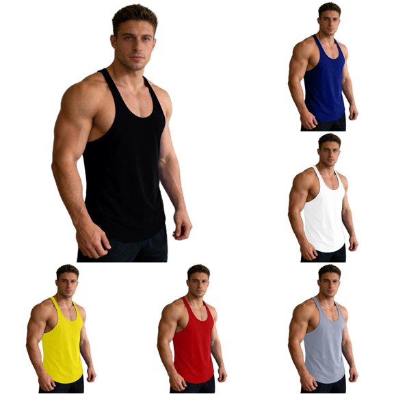 Zhanqunnn Mens Workout Soft Gym Bodybuilding Stringer Tank Man Shirts Men's Large Shirts, Size XL