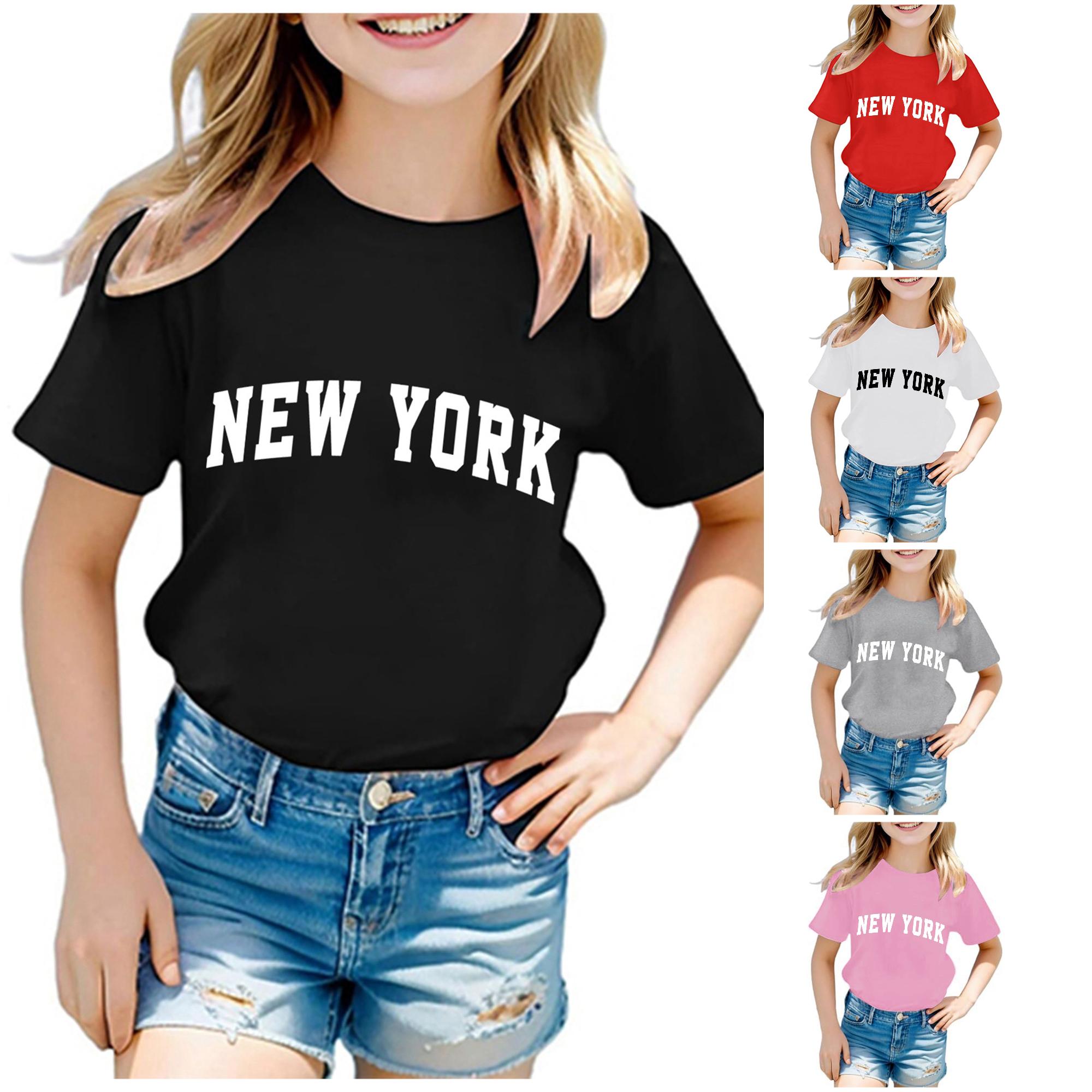 Zhanqunnn Shirts Kids Boys Girls Casual Crew Neck Short Sleeve Letter Tops, Size 2-3 Years