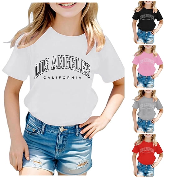 Zhanqunnn Shirts Kids Boys Girls Casual Crew Neck Short Sleeve Letter Tops, Size 2-3 Years