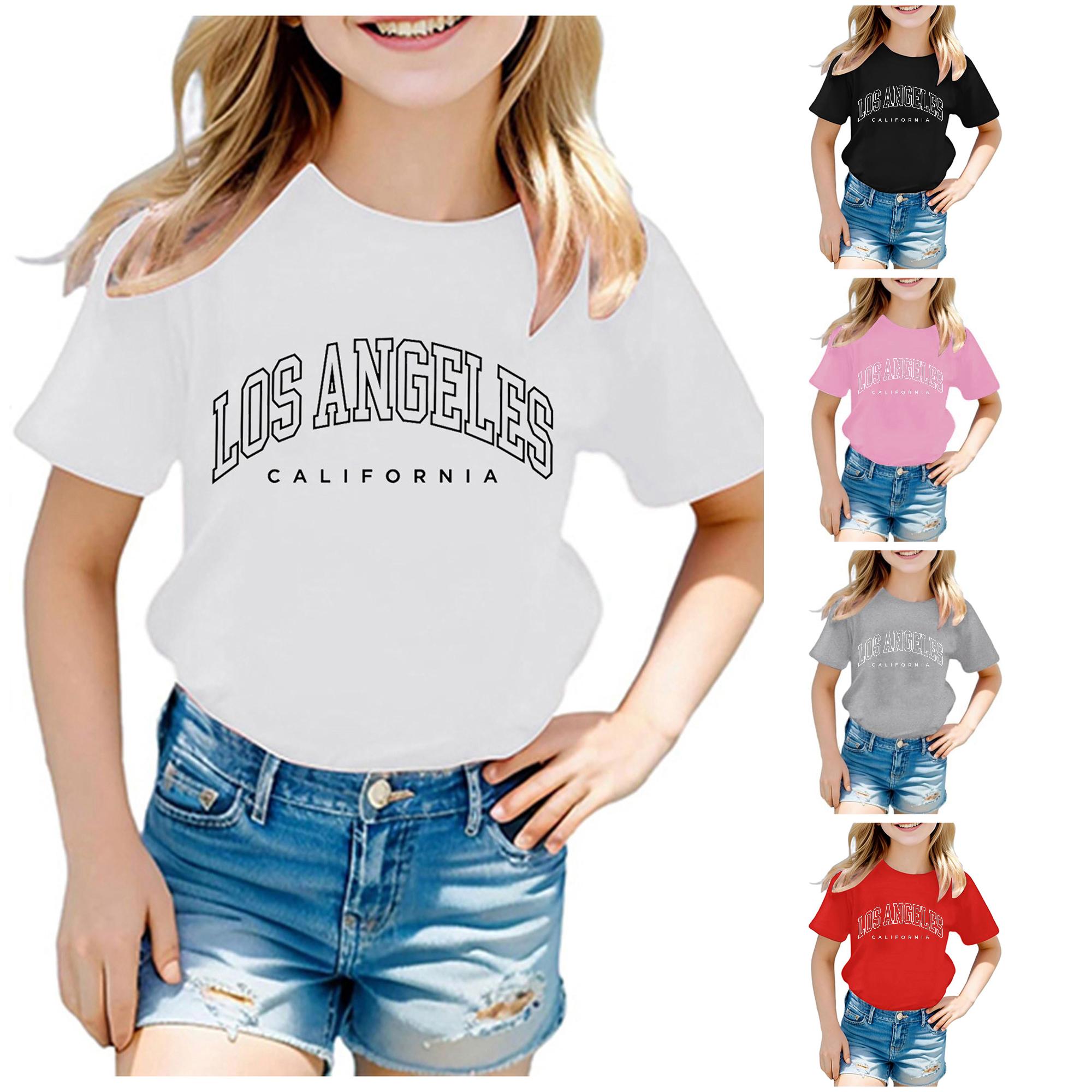 Zhanqunnn Shirts Kids Boys Girls Casual Crew Neck Short Sleeve Letter Tops, Size 3-4 Years