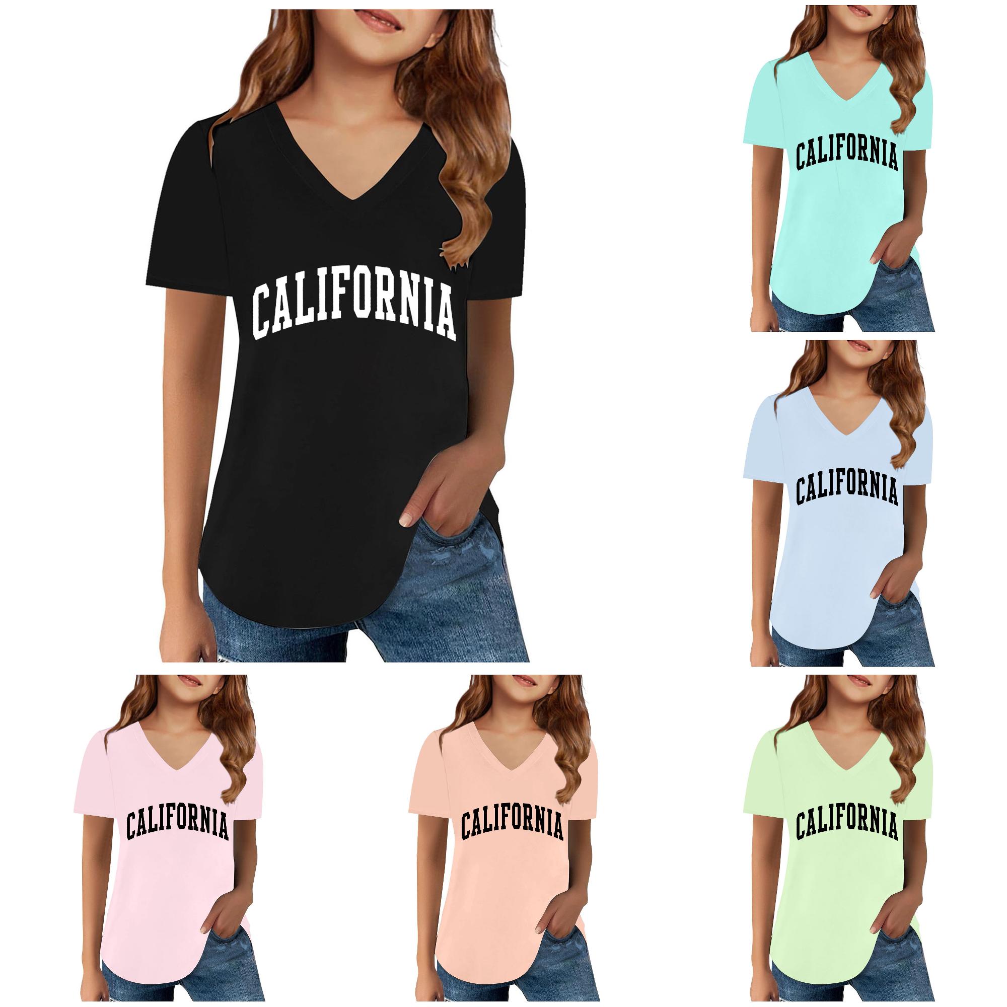 Zhanqunnn Shirts Kids Girls Child Short Sleeve Prints Trendy Girls Fans Gift Tops, Size 12-13 Years