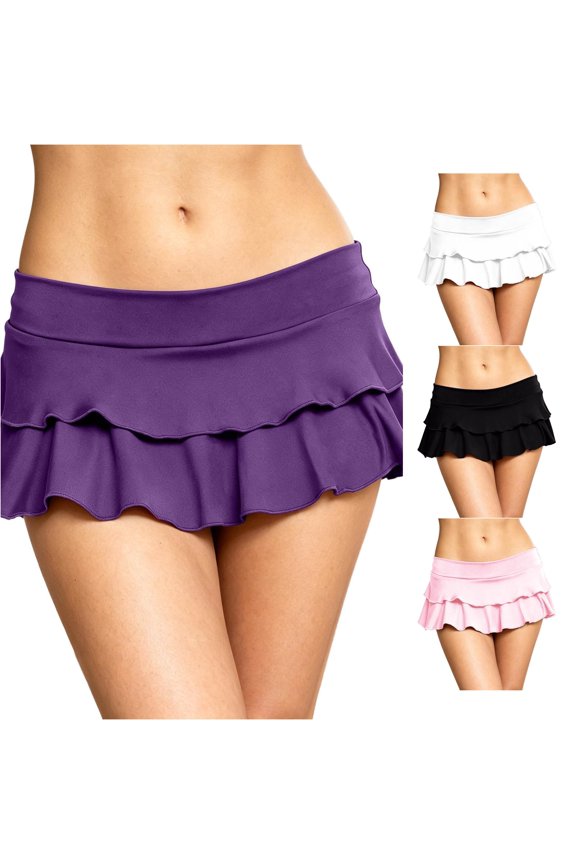 Skirt With Layered Ruffle For Contemporary Style Flirty Short Adjustable Fit For Everyday And Occasions Skirt, Size S