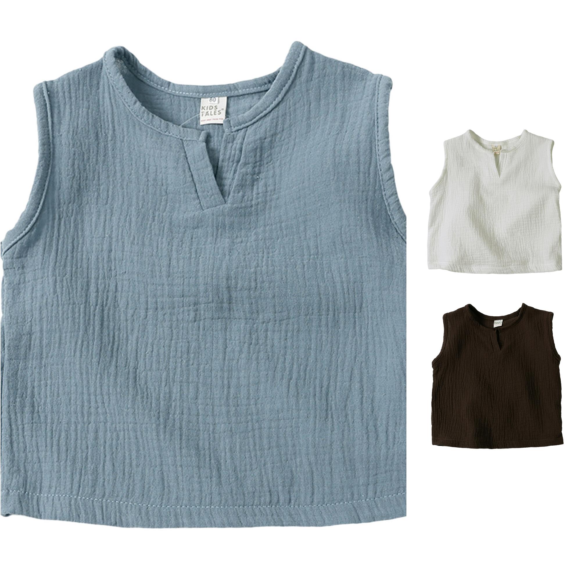 Zhanqunnn Sleeveless Cotton Vest Boys Girls Solid Color Tank Top Toddlers Kids, Size 12-18 Months
