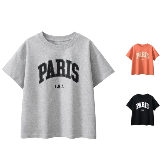 Zhanqunnn Summer Toddler Boys Girls Short Sleeve City Letter Prints T Shirt Tops Clothes, Size 4-5 Years
