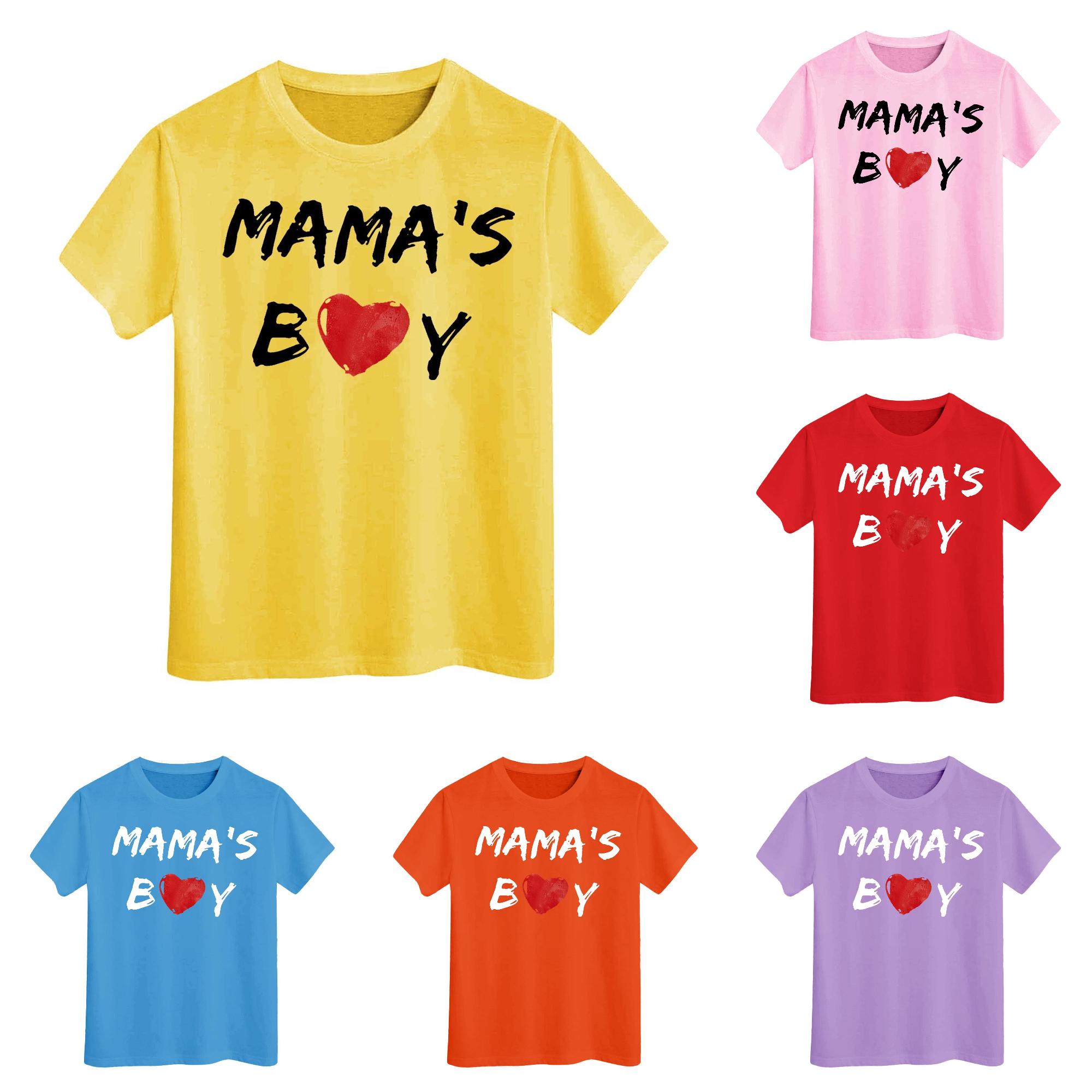 Zhanqunnn Toddler Boy Baby Tee MAMA'S BOY Shirt Short Sleeve, Size 10-11 Years