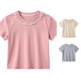 thumbnail image 1 of Zhanqunnn Toddler Girls Short Sleeve Solid Ruffles Kids Toddler Tops, Size 5-6 Years, 1 of 5