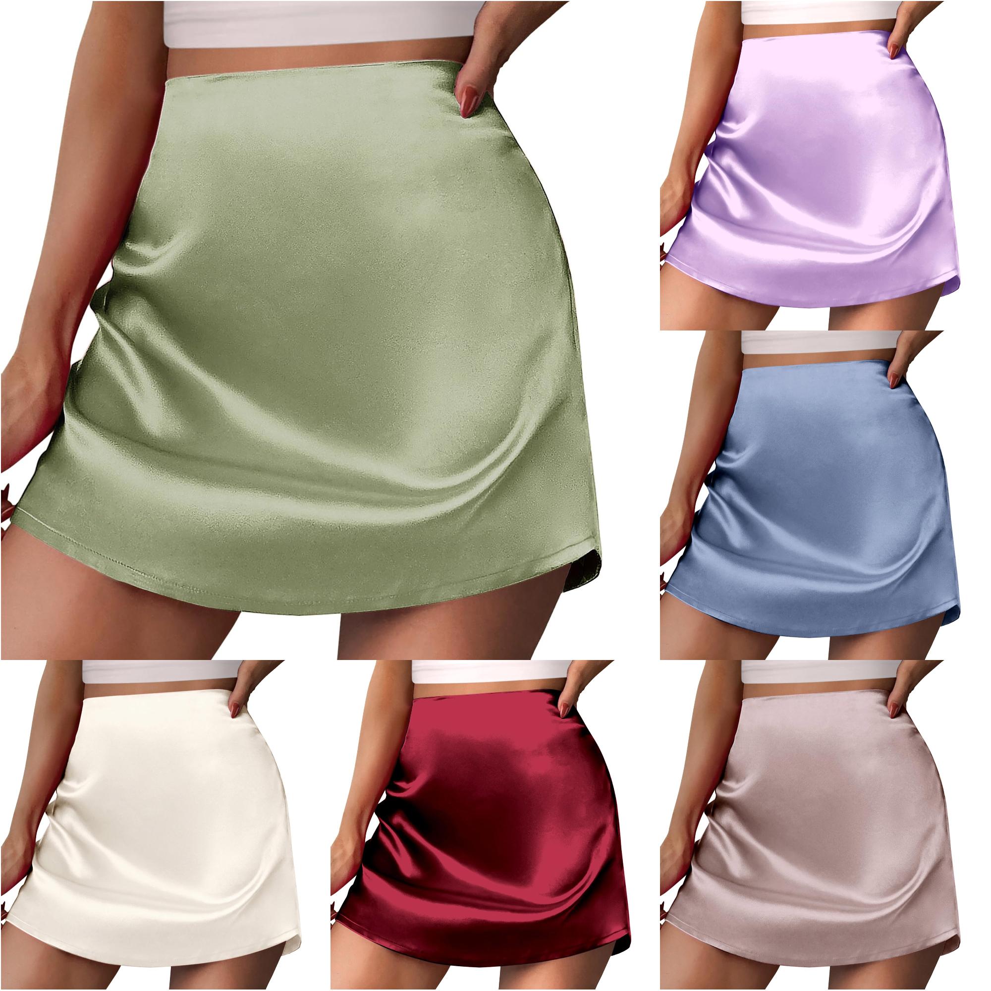 Zhanqunnn Women's A Line Skirt Skirt High Waist Zipper Satin Ribbon Lined Skirt Skirt Summer Skirt, Size XS