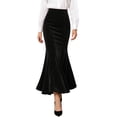 thumbnail image 1 of Zhanqunnn Women's Solid Color Long Dress With High Waist And Golden Velvet Full Skirted Dress Ruffle Skirt, Size XL, 1 of 6