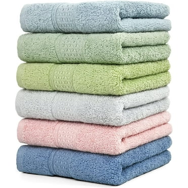 Zhao.Fu Hand Towels Set, 100% Cotton Quick Dry Soft Hand Shower Towels Set for Bathroom, 29" x 13", 6 Pack (Multi-Color)