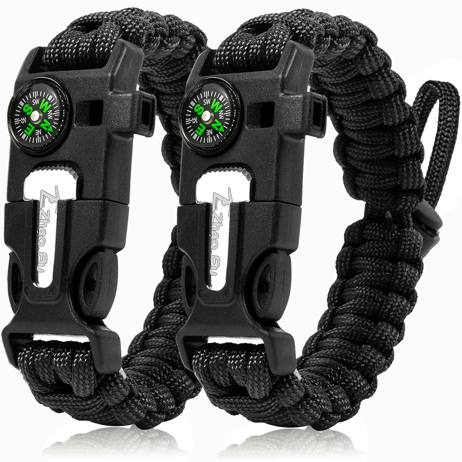 Zhao.Fu - Paracord Survival Bracelet 5-in-1 Emergency Gear Kit, 2 Pack
