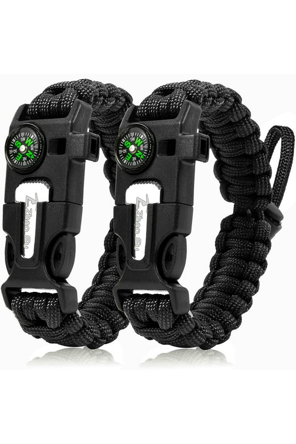 - Paracord Survival Bracelet 5-in-1 Emergency Gear Kit, 2 Pack