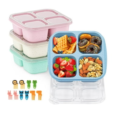 Bento Box, 4 Pack 4-Compartments Meal Prep Containers Reusable Lunch Containers, Food Storage Containers, Stackable Snack Boxes for School, Work, and Travel