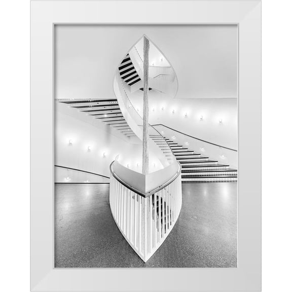 Zhao, Henry 12x14 White Modern Wood Framed Museum Art Print Titled - Spiral Staircase