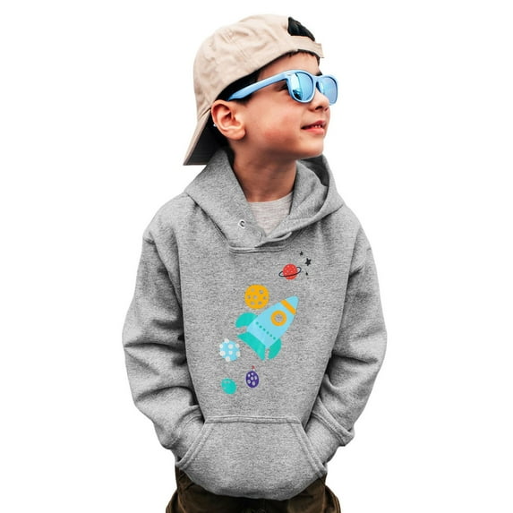 Zhaoag Big Boys Hoodie Cartoon Rocket Printed Hooded Sweatshirt Casual Unisex Hoodies