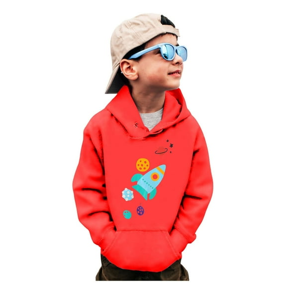 Zhaoag Little Boys Hoodie Cartoon Rocket Printed Hooded Sweatshirt Casual Unisex Hoodies