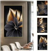 Zhaomeidaxi 1/3pcs Modern Abstract Gold Black Leaves Wall Art Decor Canvas Painting Pictures Artwork Home Decor for Living Room Dining Room Bedroom
