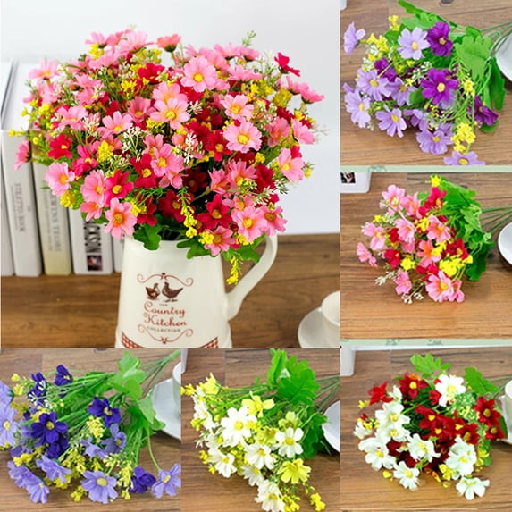 Zhaomeidaxi 1 Bouquet 28 Heads Artificial Daisies Bouquet Fake Flower for Home Office Wedding Decoration, Table Centerpieces Arrangement, Windowsill Decor
