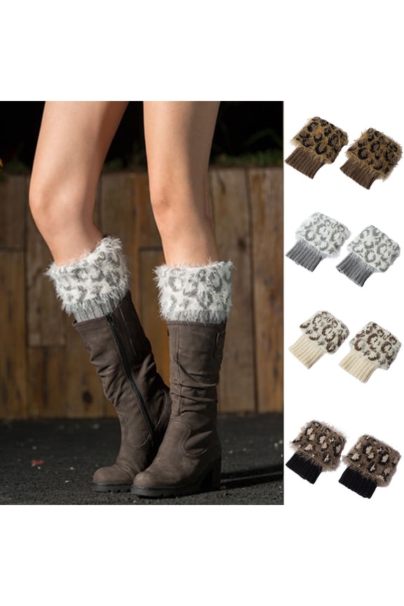 1 Pair Women Faux Fur Boot Cuff Short Furry Leg Warmers Winter Socks Knitted Boot Socks