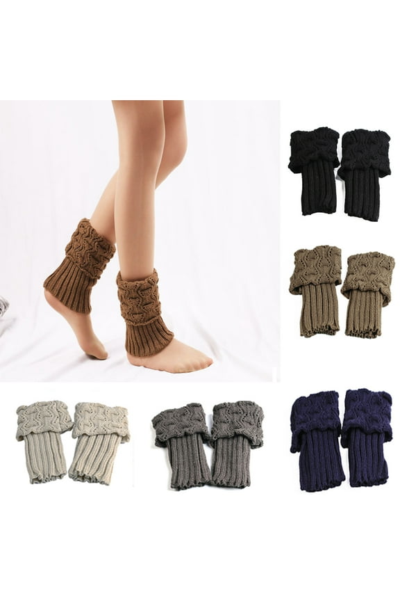 1 Pair Women Winter Ankle Leg Warmers Crochet Knitted Boot Cuffs Toppers Socks Bottom