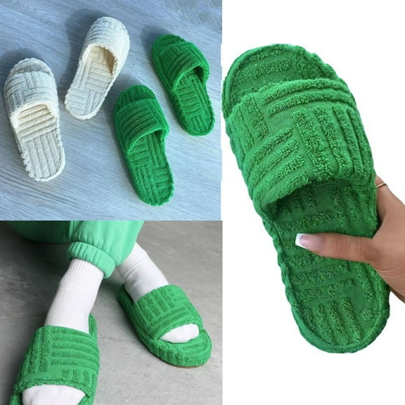 Zhaomeidaxi 1 Pair Women's Soft Indoor Slippers Open Toe Cotton Slip on Home Shoes House Slippers