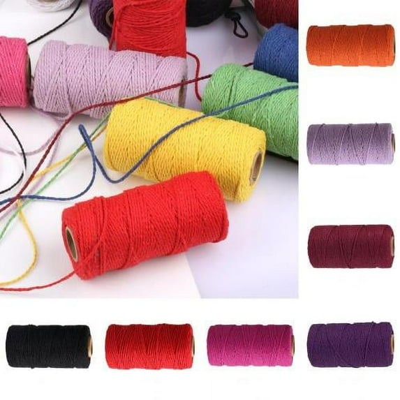 Zhaomeidaxi 1 Roll 2mm Colorfast Soft Twisted Cotton Rope Macrame Cord Colorful Cotton Craft Cord for Crafts, Knitting