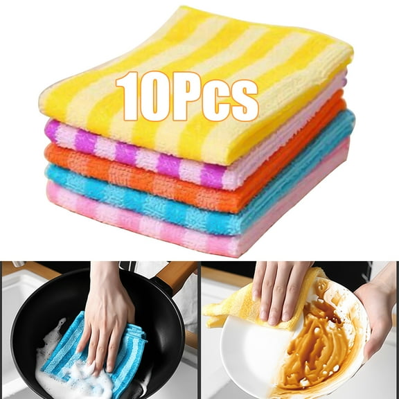 Zhaomeidaxi 10Pcs Kitchen Cloth Dish Towels, Premium Dishcloths, Super Absorbent Dishtowels, Nonstick Oil Washable Fast Drying