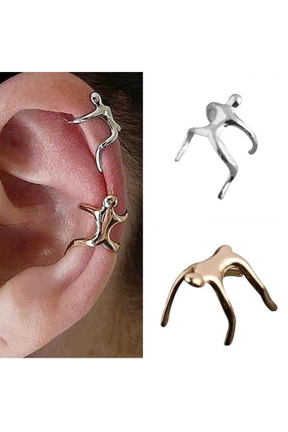 10Pcs Non-piercing Ear Cartilage Earrings, Small Man Shape Ear Cuff Ear Clip Jewelry for Women Valentines Day Birthday