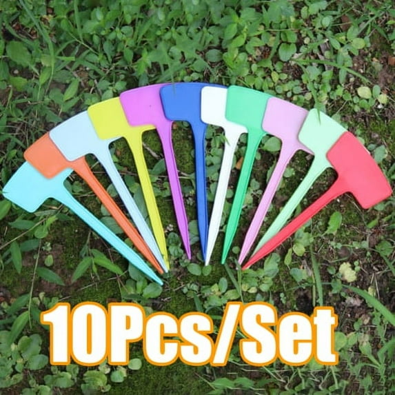 Zhaomeidaxi 10Pcs/Set Plastic Plant Tags, T-Type Markers Nursery Garden Labels Stakes for Gardening Green House Humidity Dome Orchard Botanical Garden