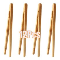 Zhaomeidaxi 12Pcs Reusable Bamboo Toast Tongs - Wooden Toaster Tongs For Cooking & Holding - Ideal Kitchen Utensil For Cheese Bacon Muffin Fruits Bread - Ultra Grip - Eco-friendly