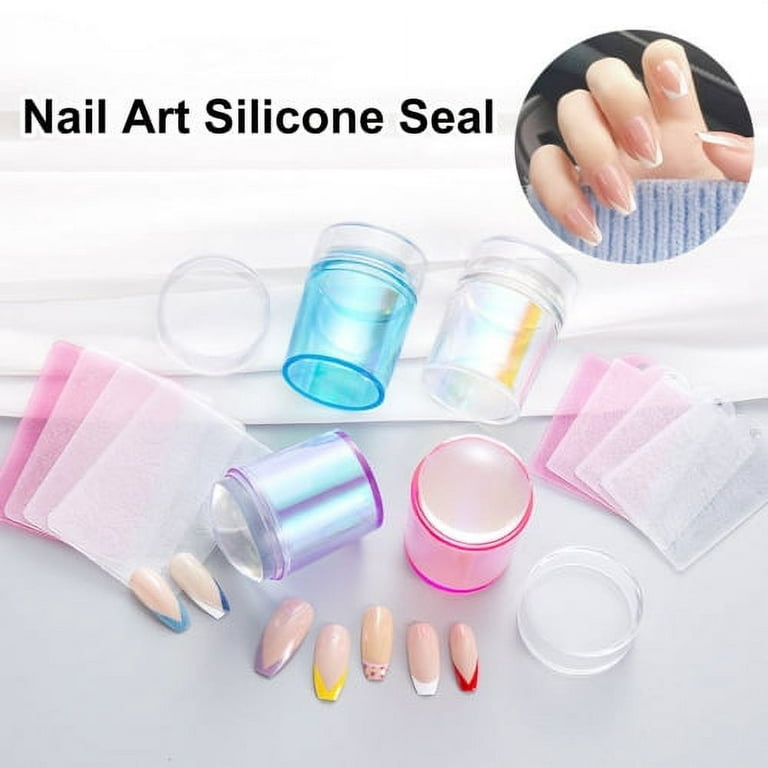 Zhaomeidaxi 1Set Nail Art Stamper Kit Transparent Soft Stamper and Scraper  Board Set Silicone Nail Art Printer Manicure Tool 