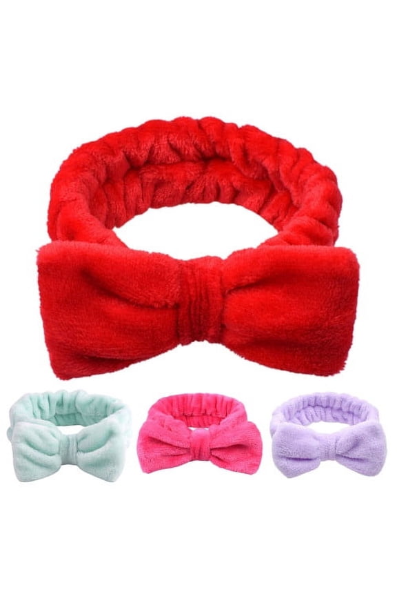 2 Packs Microfiber Bowtie Headbands Facial Makeup Headband Cosmetic Bowknot Hairlace Wash Spa Yoga Sports Shower Adjustable Elastic Hair Band for Girls and Women