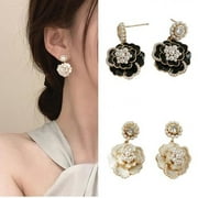Zhaomeidaxi 2 Pairs Women Camellia Shaped Earrings Vintage Earrings Drop Dangle Earrings for Valentines Day gift