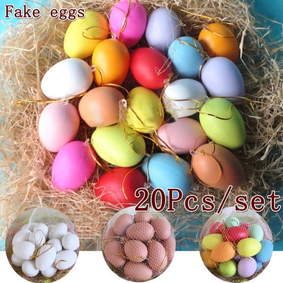 Zhaomeidaxi 20Pcs Plastic Fake Eggs,Realistic Chicken Egg,Artificial Egg for Easter Egg,Painting,DIY,Home Decor,Party,Kids Toy